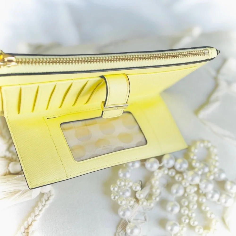 kate spade | OS | Canary Lemon Yellow Leather Long Rectangle Zip Wallet Clutch